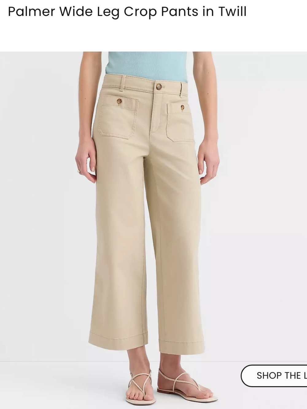 LOFT Crop Wide-Leg Twill Pants in Khaki